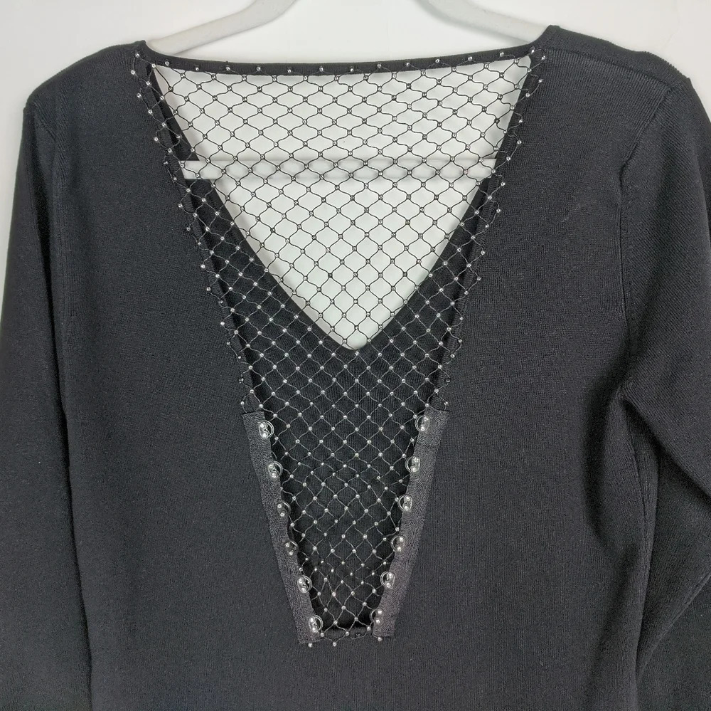 Boston Proper Silk Sequence Open Back Sweater - image 3